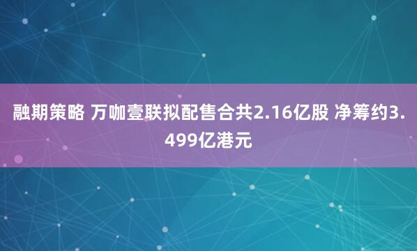 融期策略 万咖壹联拟配售合共2.16亿股 净筹约3.499亿港元