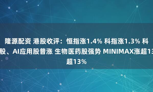 隆源配资 港股收评：恒指涨1.4% 科指涨1.3% 科网股、AI应用股普涨 生物医药股强势 MINIMAX涨超13%